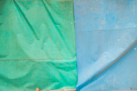 old green and blue awning backgroundの写真素材