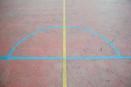 floor of sports hall with colorful marking linesの写真素材