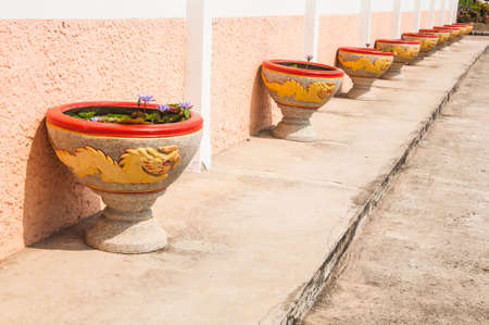 Pots Dragon use decoration in Thai home or plant, lotus,Thailand Clay Jarの写真素材