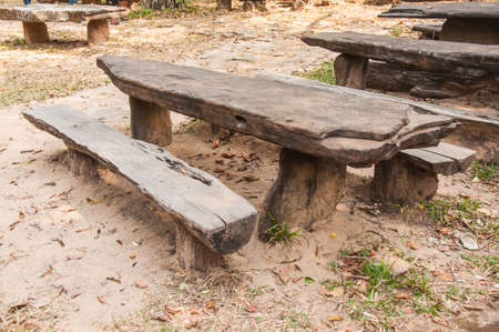 Picnic area with table in the parkの写真素材