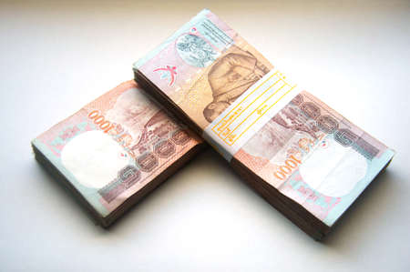 Thai baht with the images of Thailand King. Denomination of 1000 bahtsの写真素材
