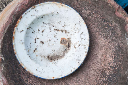 old plate made of zinc coatingの写真素材
