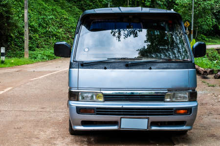 Old van car in Chiangma Thailand roadの写真素材