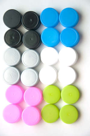 many cap bottle on whiteの写真素材