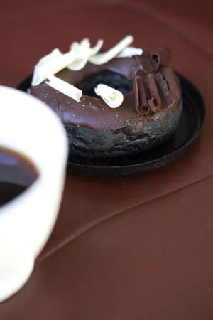 breakfast with donuts and coffeeの写真素材