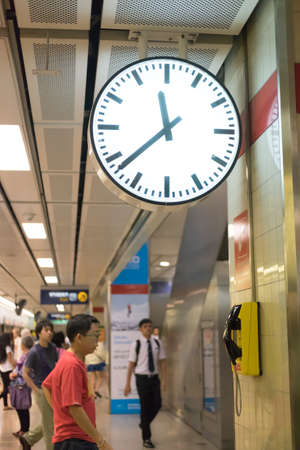 BANGKOK, THAILAND - FEB 21, 2016: Unidentified travellers walking inside MRT underground station. The MRT serves 240,000 passengers daily with 20 km of city centre track.のeditorial素材