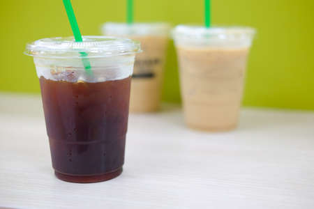 iced americano with ice coffee background