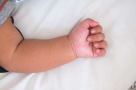 Hands of little babyの写真素材