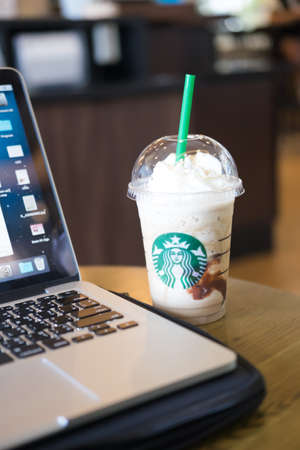 Samutprakarn, Thailand - May 6, 2016: Coffee Frappuccino Blended Beverages. Starbucks is the world's largest coffee houseのeditorial素材