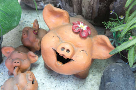 Pig dolls statue in garden