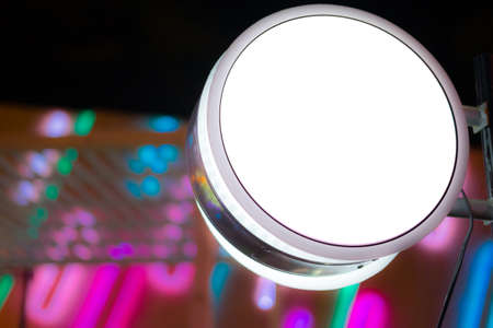 Modern lamp circular labels in night