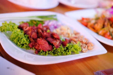 Thai style fried sour chicken tendonsの写真素材