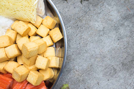 fish tofu for Sukiyaki in trayの写真素材