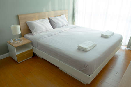 big comfortable bed in modern bedroom