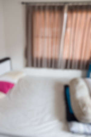 Blur dirty bedroom near window in homeの写真素材