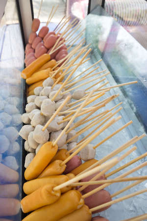 Many Kind of Deep Fried Sausage (Hot Dog) Thai Style on The Streetの写真素材