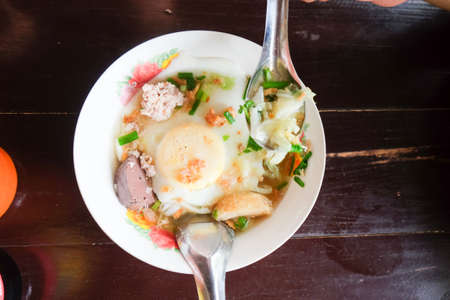Thai noodle, local food at Ban Na Ton Chan village, Sukhothai province in Thailand and we call it...