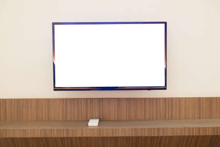 Wall mounted TV and cabinet underneath