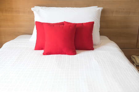 white bed in relaxation bedroom of luxury boutique hotelの写真素材