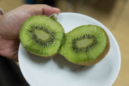 Closeup of fresh kivi fruitの写真素材