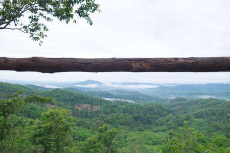 Huai Ton Hi viewpoint (Mountain and Beautiful fog) at Bannatonchan village Sukhothai province Thailand.の写真素材