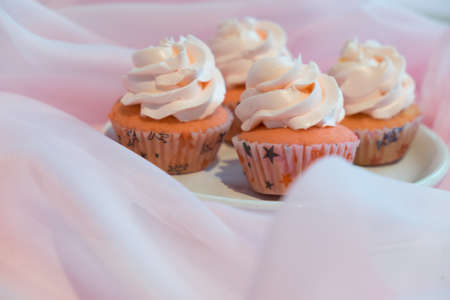 Close up of delicious cupcakesの写真素材