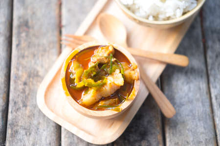 Dried red pork coconut curry (Panaeng),  Delicious and famous Thailand foodの写真素材