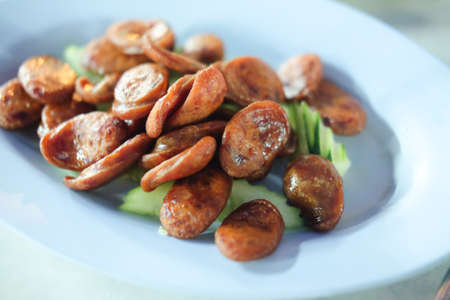 fried chinese sausage, Thai style foodの写真素材