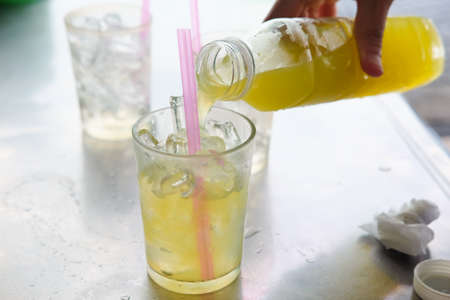 Drinks from sugar cane with iceの写真素材