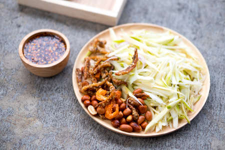 Thai cooking, Ingredients of spicy and sour mangoes salad, Thai foodの写真素材