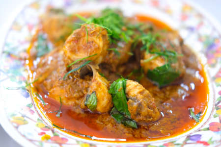 Fish curry topped with curry, coconut milk mixed unit, Thai foodの写真素材