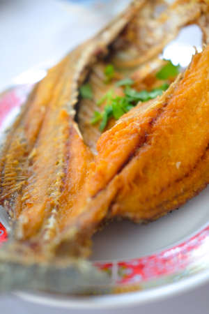 Fried snapper topped with sweet fish sauce, Thai food