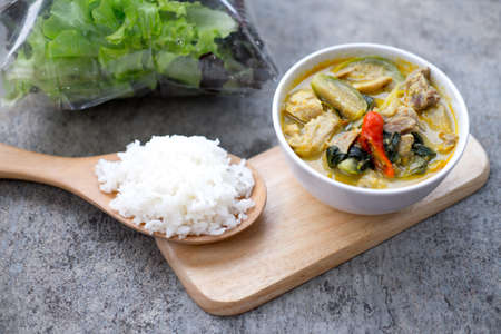 Thai chicken green curry, Thai style foodの写真素材