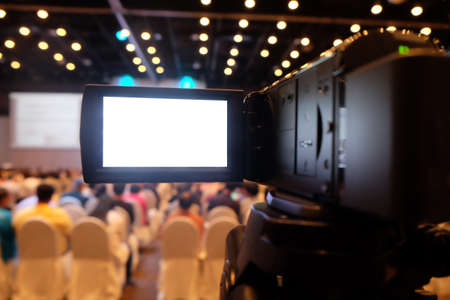 Video camera in conference, empty screenの写真素材