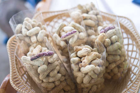 Closeup of boil peanut Thai style in marketの写真素材