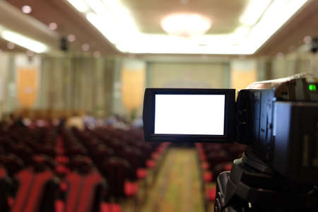 Video camera in conference, empty screenの写真素材