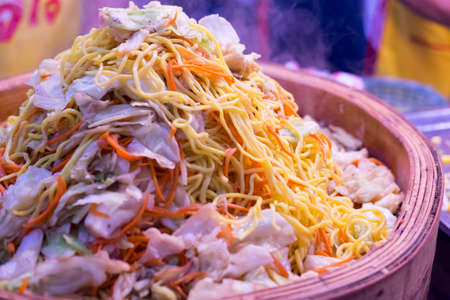 Mee sua noodle fried pork for Chinese and asian foodの写真素材