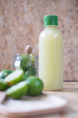 Homemade lemonade in plastic bottle
