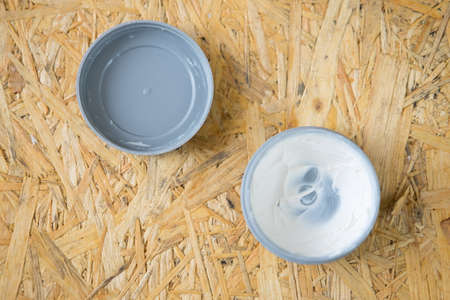 Open hair wax and clay in tubsの写真素材