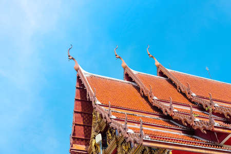 Thai temple roof on blue sky