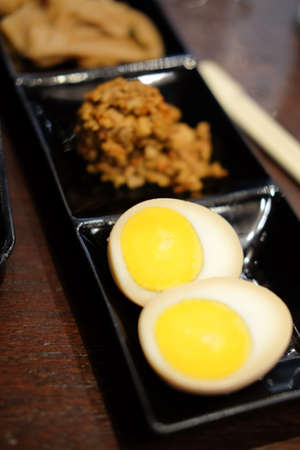 boiled egg topping for Japanese style foodの写真素材