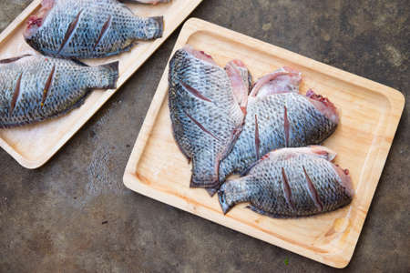 Tilapia Fish. It Thai call PLANIL, preparing for cooking, Thai style foodの写真素材