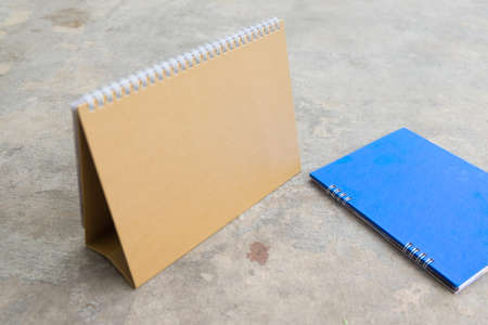 Blank paper desk spiral calendar, brown and blue spiral calendar