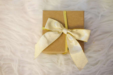 Present boxes handmade eco paper wrap.の写真素材