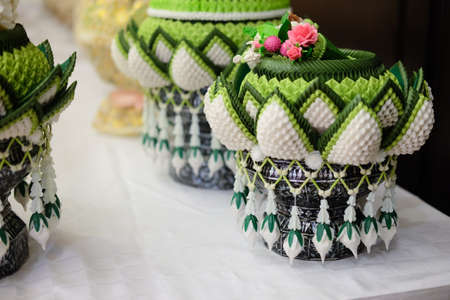 Engagement bowl for Thai engagement ceremony, called Khan Mak, bring to the Bride's family in Thai cultural engagement ceremonyの写真素材