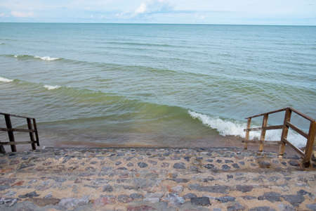 Stairs down to the beach,Thailandの写真素材