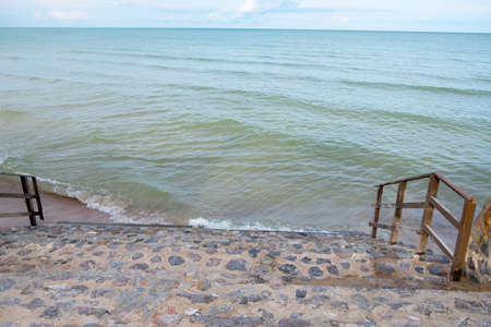 Stairs down to the beach,Thailandの写真素材