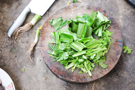 Chef slicing vegetable Thai food, cooking conceptsの写真素材