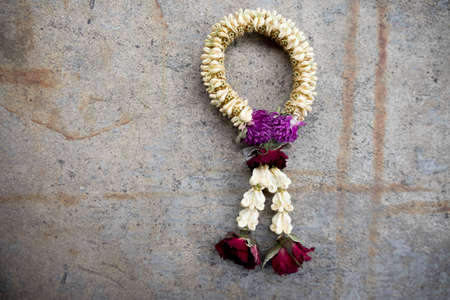 Dried flowers garland is a symbol of a respect. Nothing lasts forever.の写真素材