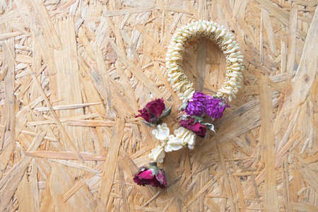 Dried flowers garland is a symbol of a respect. Nothing lasts forever.の写真素材